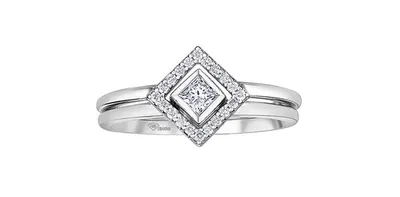 10K White Gold 0.20cttw Canadian Diamond Princess Cut Engagement Ring, 6.5