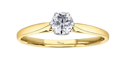 10K Yellow Gold 0.18cttw Round Brilliant Cut Canadian Diamond Engagement Ring