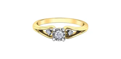 10K Yellow & White Gold 0.15cttw Diamond Engagement Ring, Size 6.5