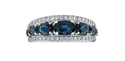 10K White Gold Sapphire and Diamond Ring
