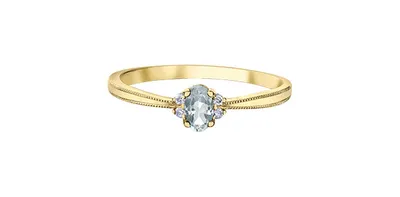 10K Yellow Gold 0.16cttw Topaz and 0.03cttw Diamond Ring