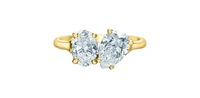 14K Gold 2.00cttw Lab Grown Oval Cut and Pear Diamond Ring