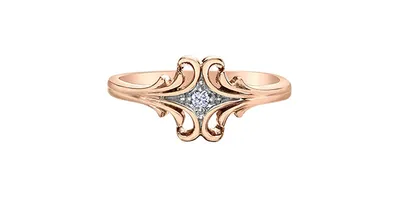 10K Rose Gold 0.03cttw Diamond Ring, size 6