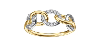 10K Yellow & White Gold 0.15cttw Diamond Ring, Size 6.5