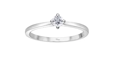 10K White Gold 0.18cttw Canadian Diamond Engagement Ring, 6.5