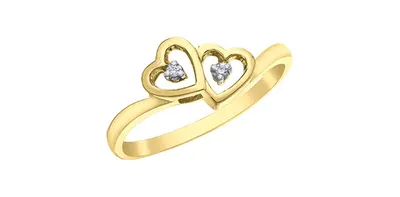 10K Yellow Gold 0.01cttw Diamond Heart Ring