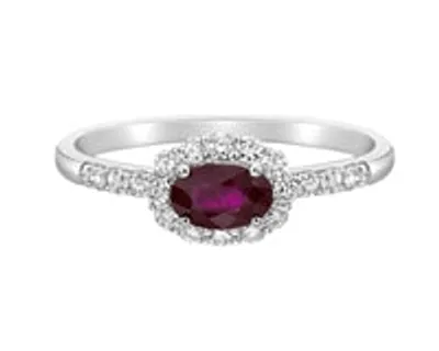 14K White Gold Genuine 0.50cttw Ruby and 0.35cttw Diamond Ring, size 7