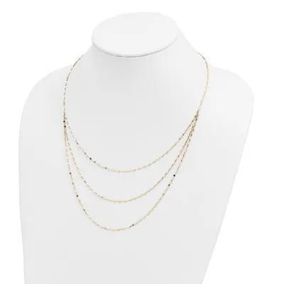 14K Triple Layer Polished Fancy Necklace - 19.5 Inches