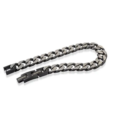 ITALGEM - 11mm Black Stainless Steel Curb Bracelet