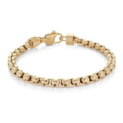 ITALGEM - 6mm Gold Plated Stainless Steel Hexahedron Box Link Bracelet 8.5"