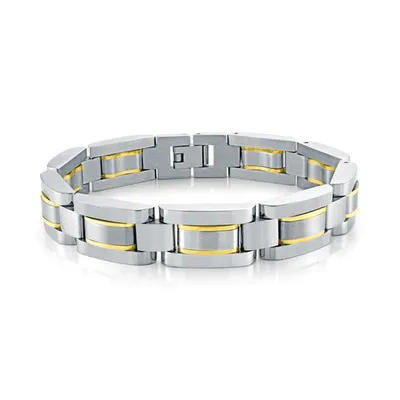 ITALGEM - Eton Stainless Steel and Gold Plated Bracelet - 8"