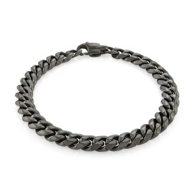 ITALGEM - 7.7mm Gunmetal Stainless Steel Cuban Link Bracelet 8.5"