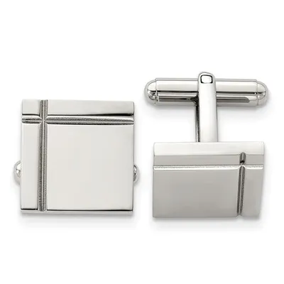 Stainless Steel Polished Square Cufflinks Engraving