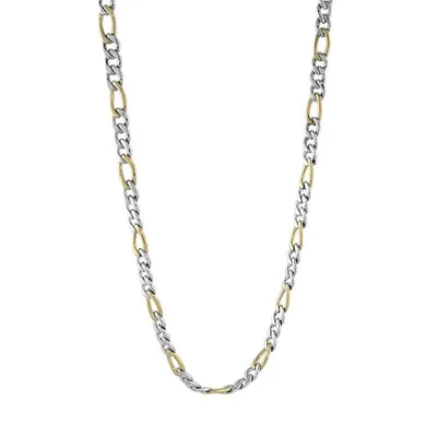 ITALGEM - 2 Tone Gold Plated Stainless Steel 6MM Figaro Chain 24"