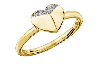 10Kt Diamond Geometric Heart Fashion Ring - Gold