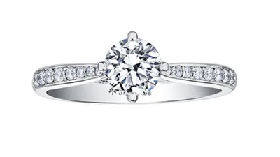 18K White Gold/Palladium Alloy (hypoallergenic) Round Brilliant Diamond Ring