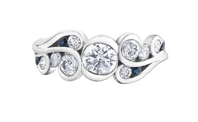 14K White Gold 1.00cttw Diamond & Sapphire Ring, 6.5