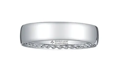 10K White Gold Scroll Comfort Fit Wedding Band - 10