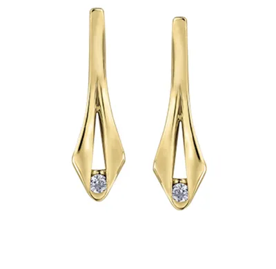 14K Yellow Gold 0.12cttw Canadian Diamond Earrings