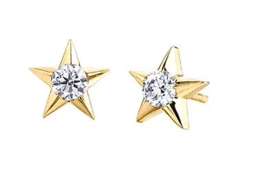 10K Yellow Gold 0.12-0.28cttw Canadian Diamond Star Stud Earrings - / Carat total