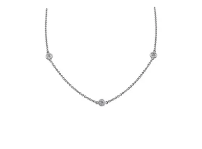 14K White Gold 0.60-1.26cttw Diamond Bezel Set Necklace - / (3) 0.60 Carat Total Weight