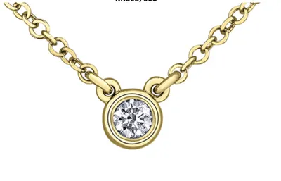 14K Yellow Gold 0.04-0.23cttw Round Brilliant Canadian Diamond Bezel Set Necklace - / Carat Total