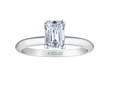 Platinum 0.50-0.70cttw Canadian Emerald Diamond Cut Engagement Ring, size 6.5 - 0.50 Carat