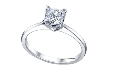 Platinum 0.25-0.70cttw Canadian Princess Cut Diamond Engagement Ring, size 6.5 - 0.40 Carat