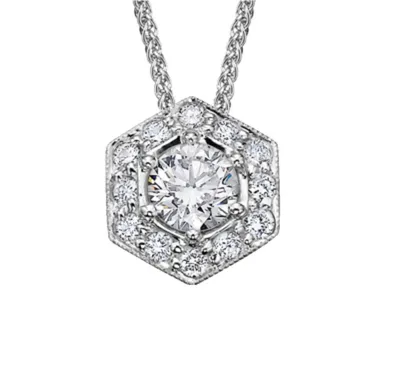 14K White Gold 0.45cttw Canadian Diamond Halo Pendant