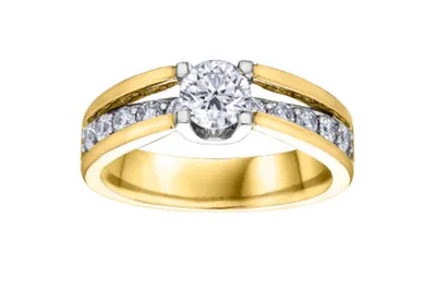 18K Yellow Gold & Palladium Alloy (hypoallergenic) 0.75-1.70cttw Canadian Diamond Engagement Ring - / Carat Total