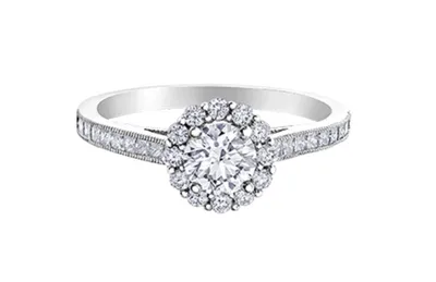 18K White Gold & Palladium Alloy (hypoallergenic) 1.05cttw Canadian Diamond Engagement Ring