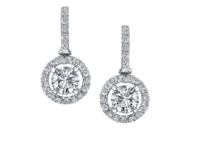 18K White Gold & Palladium Alloy (hypoallergenic) 0.60cttw Canadian Diamond Dangle Earrings