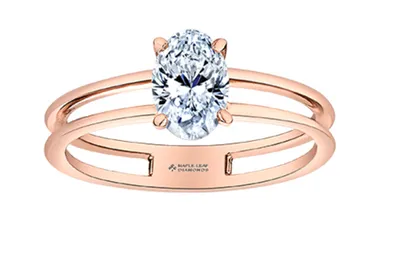 14K Rose Gold 0.70cttw Oval Cut Canadian Diamond Engagement Ring