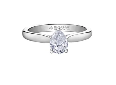 18K White Gold & Palladium Alloy (hypoallergenic) 0.73cttw Pear Shape Canadian Diamond Engagement Ring