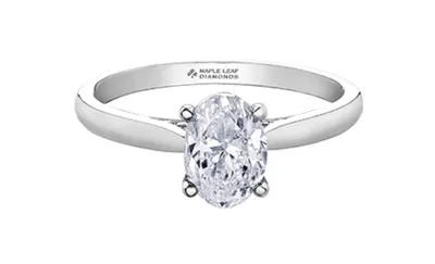 18K White Gold & Palladium Alloy (hypoallergenic) 0.75-1.05cttw Oval Shape Canadian Diamond Engagement Ring - / Carat Total