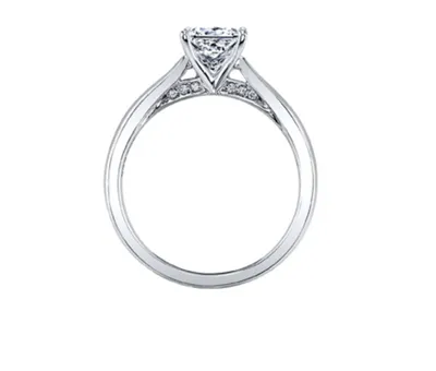 18K White Gold & Palladium Alloy (hypoallergenic) 0.55-1.05cttw Cushion Cut Canadian Diamond Engagement Ring - / Carat Weight