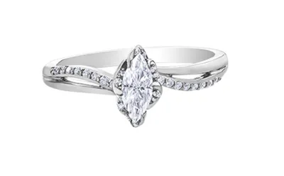18K White Gold Palladium Alloy (hypoallergenic) 0.40cttw Marquise Cut Canadian Diamond Engagement Ring