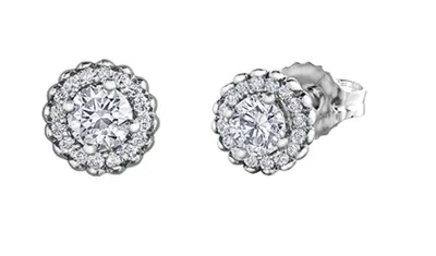 14K White Gold 0.38-0.48cttw Round Brilliant Canadian Diamond Earrings - / Carat Total