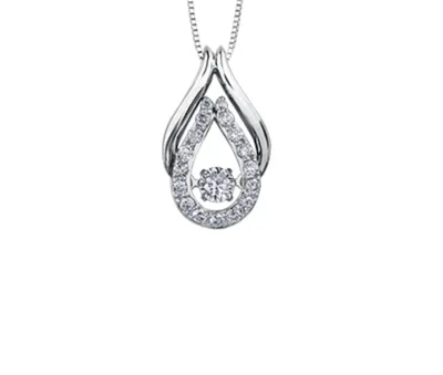 10K White, Yellow, or Rose Gold 0.25cttw Shimmer Diamond Pendant, 18"