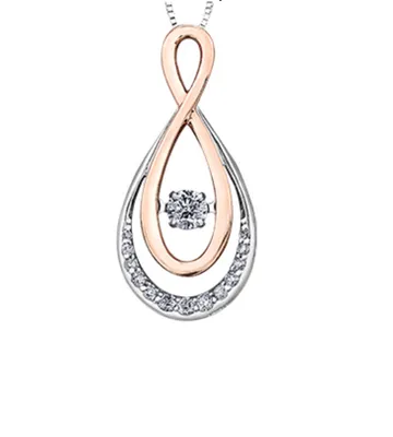 10K White & Rose Gold 0.16cttw Shimmer Diamond Pendant, 18"