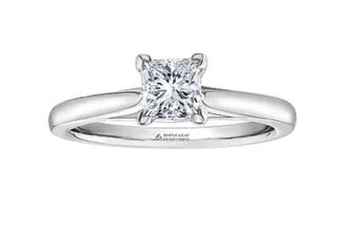 14K White Gold 0.40-0.70cttw Princess Cut Diamond Engagement Ring, 6.5 - / Carat Total