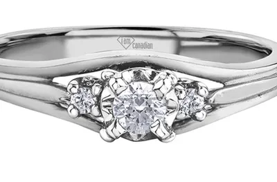 10K White Gold 0.18cttw Round Brilliant Canadian Diamond Engagement Ring