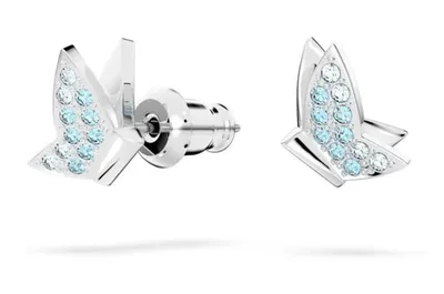 Swarovski Lilia stud earrings Butterfly, Blue, Rhodium plated - 5662183