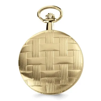 Charles Hubert Gold Finish Brass Basketweave Pocket Watch