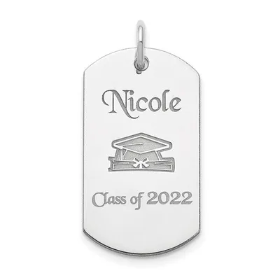 Sterling Silver Personalizable Graduation Dog Tag Charm