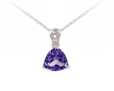 10K White Gold 0.50cttw Amethyst Pendant, 18"