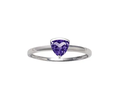 10K White Gold 0.50cttw Trillion Cut Amethyst Ring, size 7