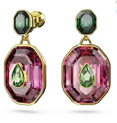 Swarovski Chroma drop earrings Mixed cuts, Multicoloured, Gold-tone plated - 5651294