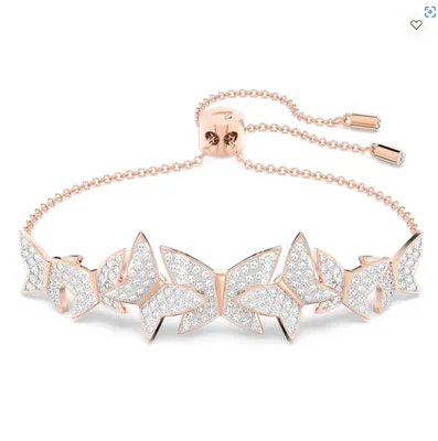 Swarovski Lilia Bracelet Butterfly, White, Rose Gold-tone Plated 5636430