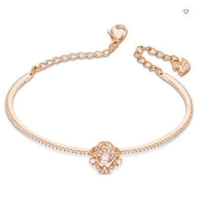 Swarovski Sparkling Dance Bangle Clover, Pink, Rose Gold-tone Plated 5516476